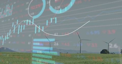 Renewable Energy Financial Growth Concept with Wind Turbines