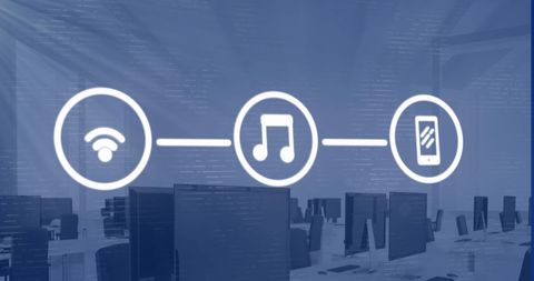 Digital Connectivity Through Music in Modern Office Environment - Download Free Stock Images Pikwizard.com