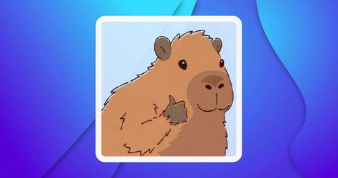 Thumbs-up Capybara Cartoon on Vibrant Gradient Background