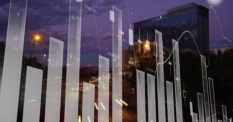 Abstract Data Statistics Overlaying Cityscape - Download Free Stock Images Pikwizard.com