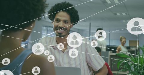 Connected Business Professionals Collaborating in Modern Office