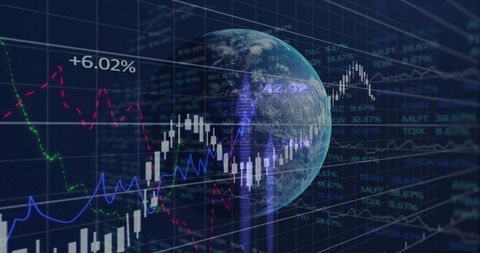 Global Financial Data Visualization with Rotating Earth and Analytics