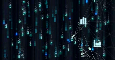 Binary Code and Financial Symbols on Digital Background - Download Free Stock Images Pikwizard.com
