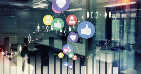 social media reactions over business analysis in modern office - Download Free Stock Images Pikwizard.com
