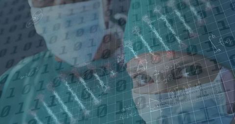 Healthcare Innovation: DNA and Binary Code with Masked Nurse