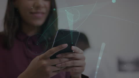 Woman Engaging with Innovative Smartphone Technology Network