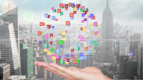 Digital Communication Network Over Urban Cityscape