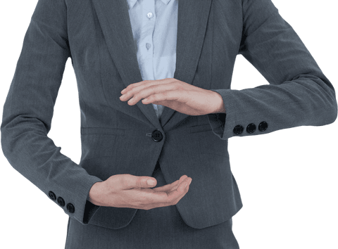 Transparent Gesture Midsection of Businesswoman in Formal Suit