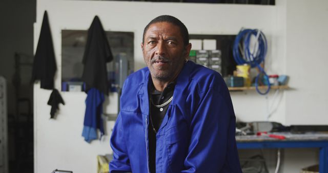 Middle-aged Mechanic in Workshop Taking a Break - Download Free Stock Images Pikwizard.com