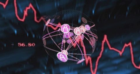 Global cybersecurity network visualizing neon padlocks over wireframe globe and data waves