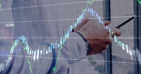 Businessman Analyzing Stock Market Data via Smartphone