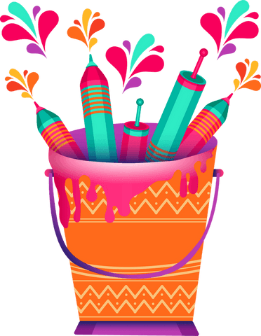 vivid patterned bucket with colorful tubes and splashes on transparent background - Download Free Stock Videos Pikwizard.com