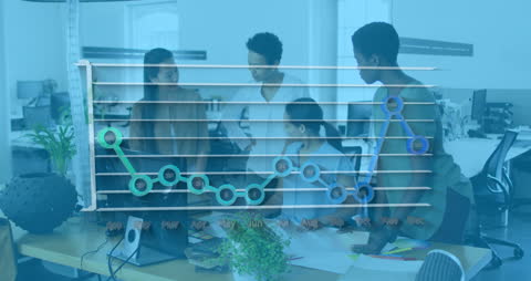 Team Collaboration with Data Overlay in Modern Office Environment