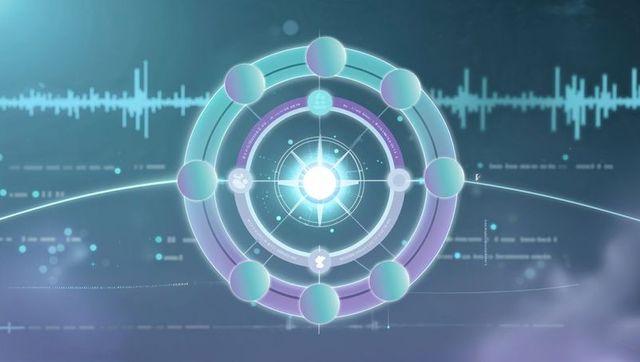 Futuristic Interface with Digital Nodes and Glowing Orb Hologram