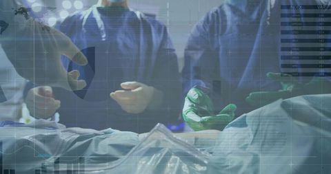 Surgical Team Operating with Advanced Technology in Operating Room