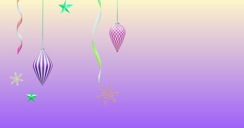 Colorful Christmas Decorations on Pastel Background