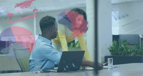 Collaborative Colleagues Discussing Data Overlays in Modern Office