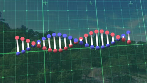 DNA Strand Animation Concept with Data Overlay