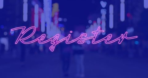 Neon Register Sign on Blurred Night Cityscape - Download Free Stock Images Pikwizard.com