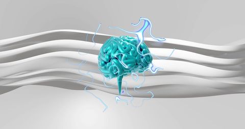 Abstract Human Brain with Wavy Background and Neural Connections