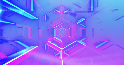 Vibrant Neon Hexagonal Tunnel in Gradient Colors