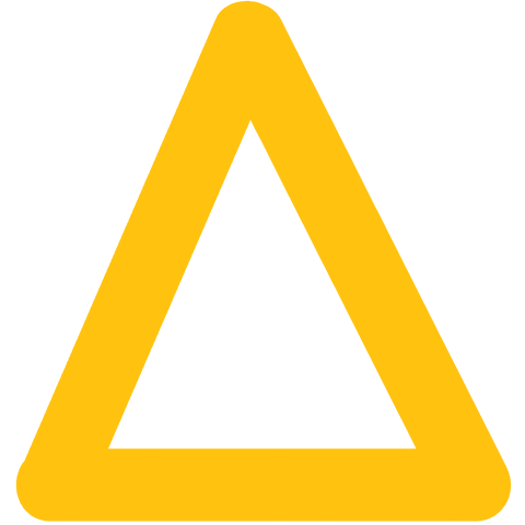 Yellow triangle highlighted on transparent background vector symbol
