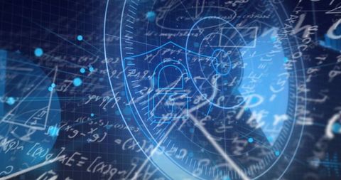 Futuristic digital interface with mathematical equations overlay