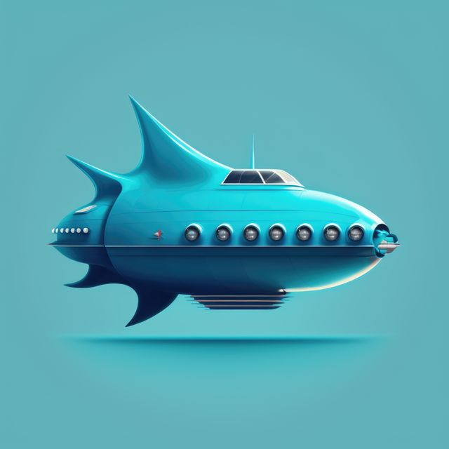 Blue spaceship flying on blue background, created using generative ai technology - Download Free Stock Photos Pikwizard.com
