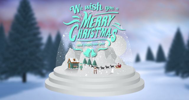 Christmas Snow Globe with Scenic Winter Landscape and Santa Sleigh - Download Free Stock Images Pikwizard.com