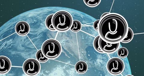 Global connectivity network with digital interface icons