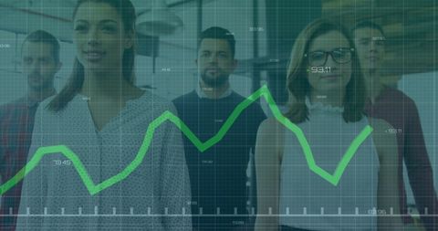 Diverse Business Team with Digital Growth Graph Overlay - Download Free Stock Images Pikwizard.com