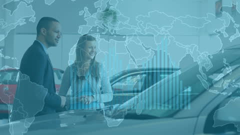 Global Business Strategy with Diverse Team and World Map