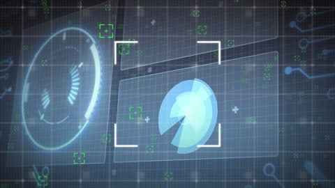 Futuristic Digital Interface with Glowing Blue Grid