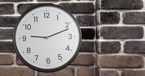 analog clock displaying time on brick wall background - Download Free Stock Images Pikwizard.com
