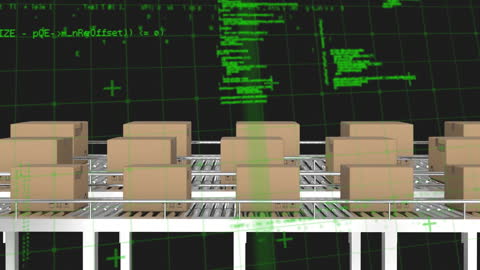Logistics Data Processing Over Conveyor with Boxes in Motion