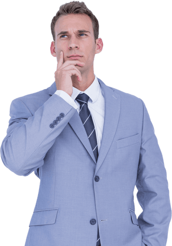 Contemplative Caucasian Businessman Transparent Background