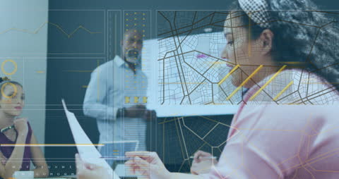 Diverse Business Team Analyzing Complex Data Visuals