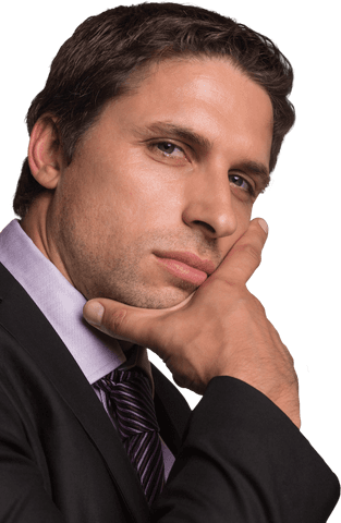 Serious Young Businessman Close-Up with Transparent Background