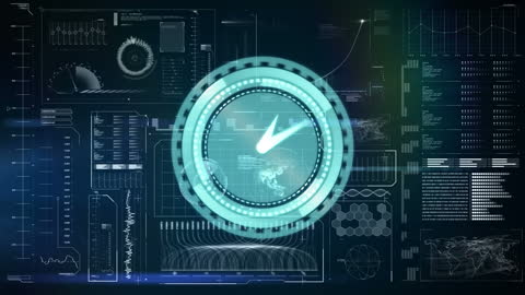 Futuristic Clock Animation with Data Analytics Interface