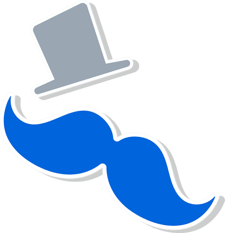 Gray Top Hat and Blue Mustache on Transparent Background