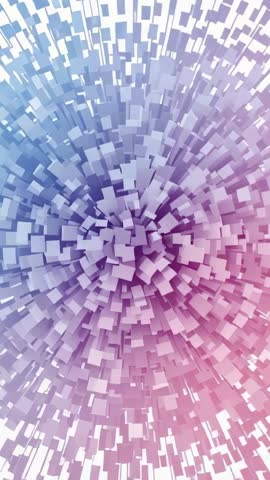 Rotating Cube Sphere Expanding in Void with Blue-Pink Gradient Vertical Video