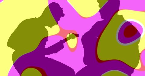 Abstract Silhouettes of Musicians with Vibrant Colors