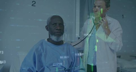Doctor Examining Patient with Futuristic Digital Interface