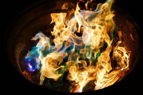 Bright Colorful Flames with Dark Background