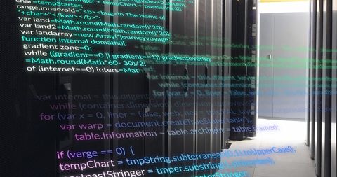 High-Tech Data Center with Digital Interface Reflections - Download Free Stock Images Pikwizard.com