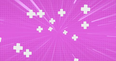 Abstract Crosses with Radiating Lines on Vibrant Purple