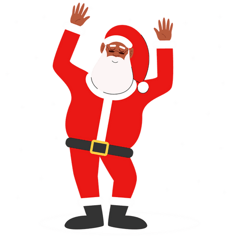 Dancing Santa Claus on Transparent Background with Falling Snowflakes