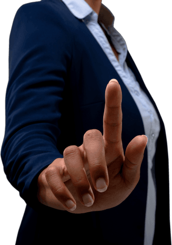 Biracial Businesswoman Pointing in Transparent Background
