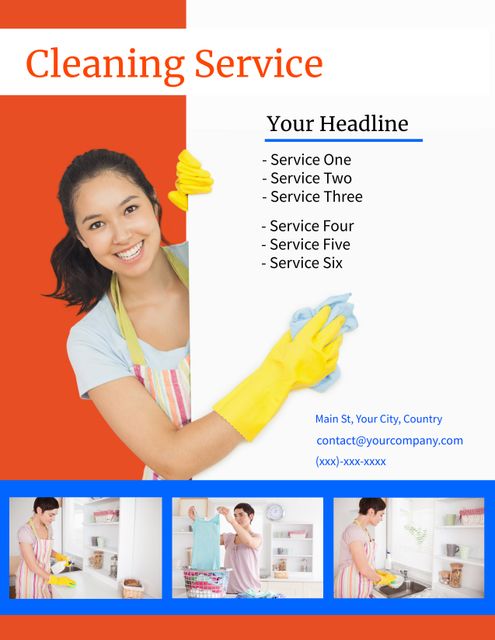 Smiling Female Cleaner Offering Comprehensive Cleaning Services - Download Free Stock Templates Pikwizard.com