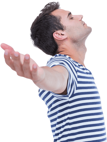 Handsome Young Man Stretching Arms Feeling Freedom Transparent